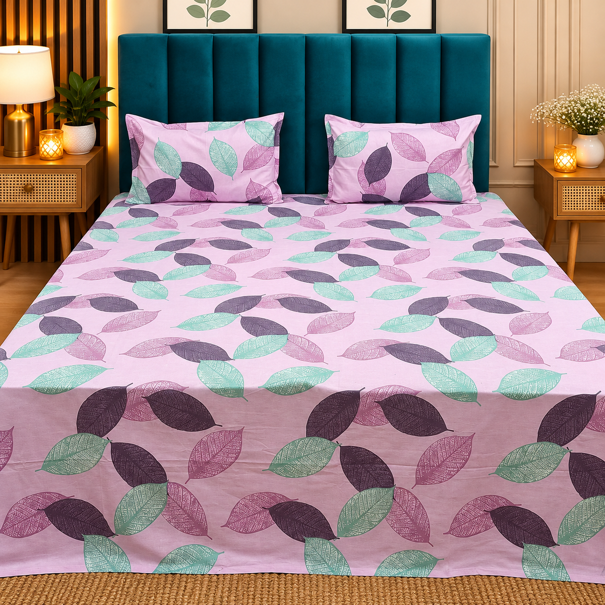 Platinum printed Pure Cotton King Size Bed Sheets