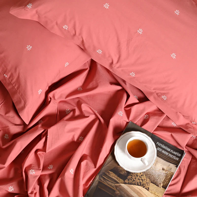 Tiny Bloom pure cotton king size Embroidered bedsheet