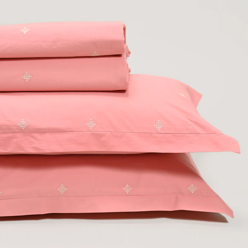 Tiny Bloom pure cotton king size Embroidered bedsheet