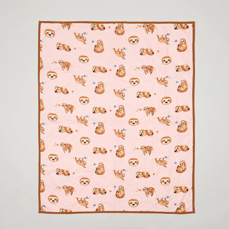 Kidee sloth Printed Mul Cotton Reversible Baby Quilt