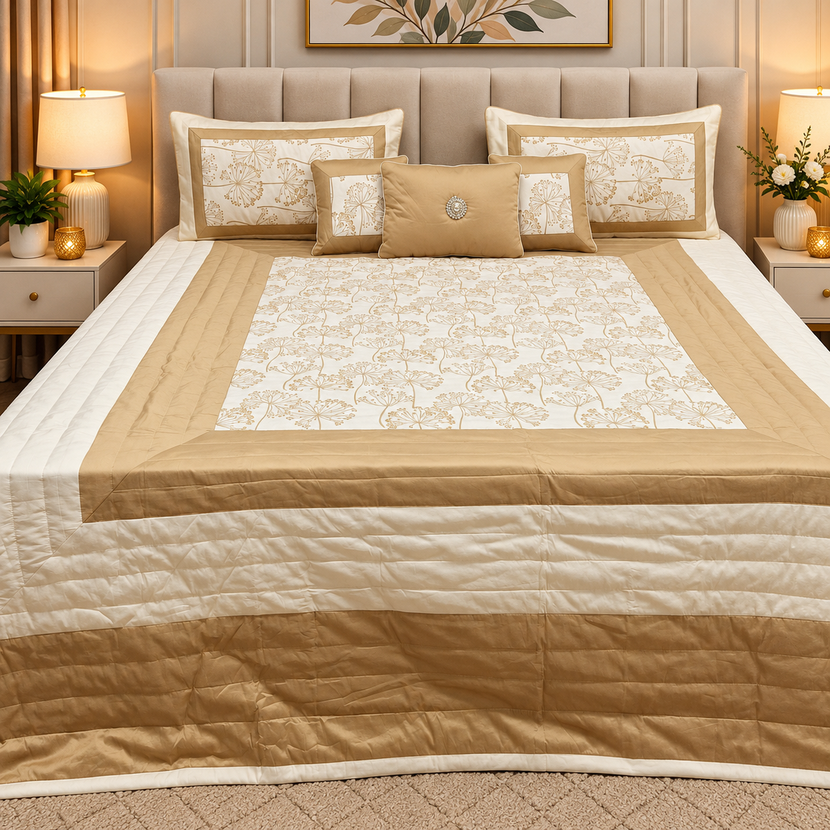 Royal Noorani Luxurious 6 -Piece Embroidered Silk Bedcover Set