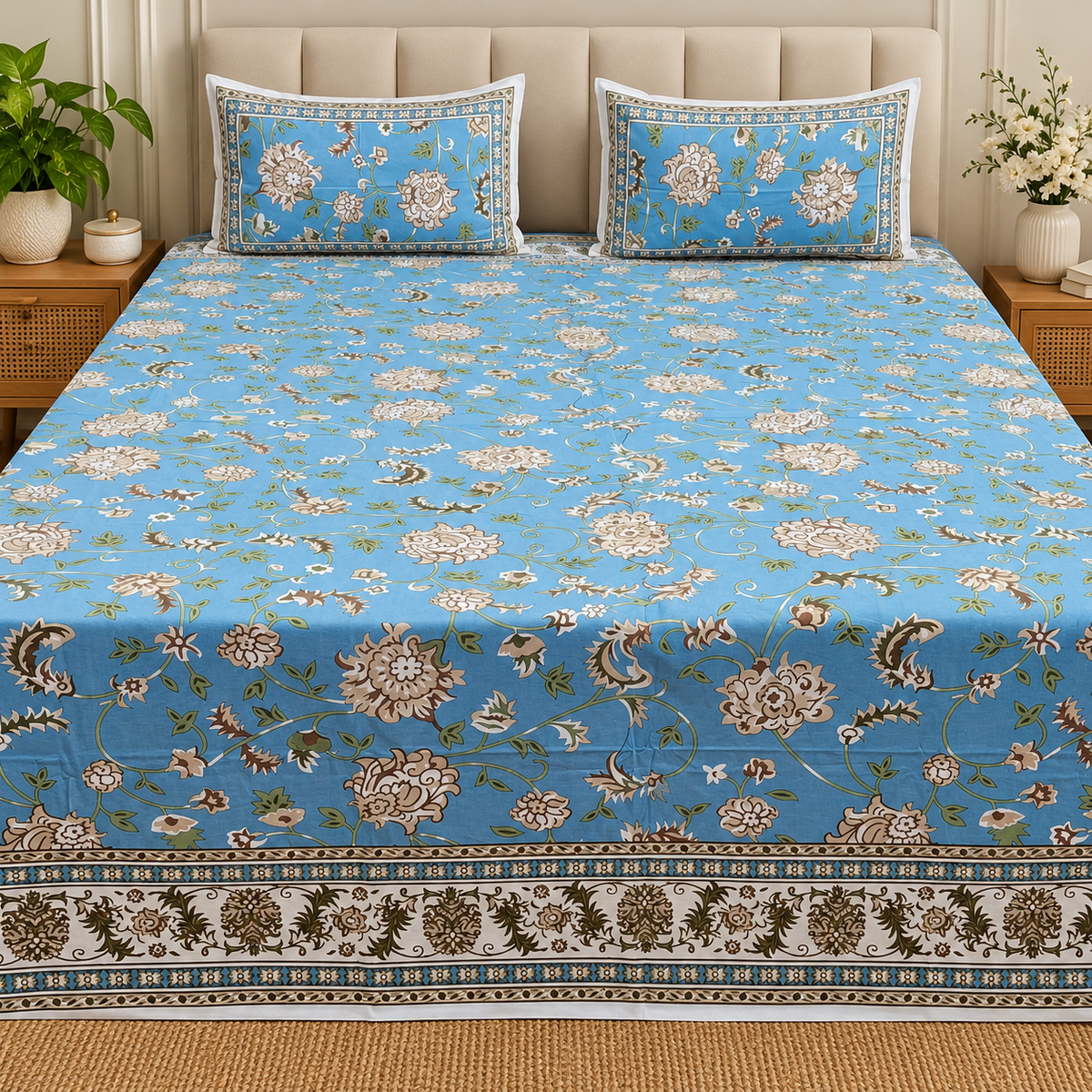 Shahi Printed Premium Pure Cotton Super Kingsize Bed Sheets(110*110) inches