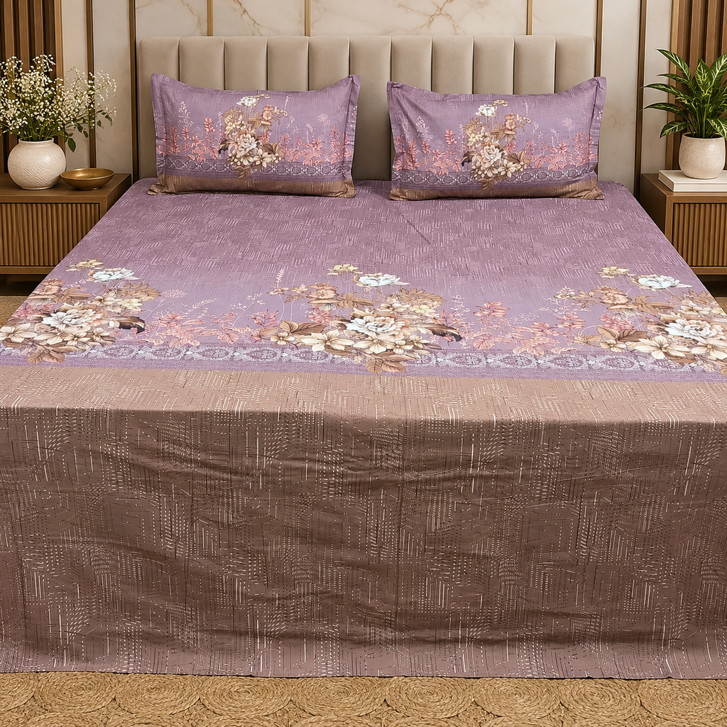 Digital Raga Printed King Size (400 Tc) Pure Cotton Bedsheet