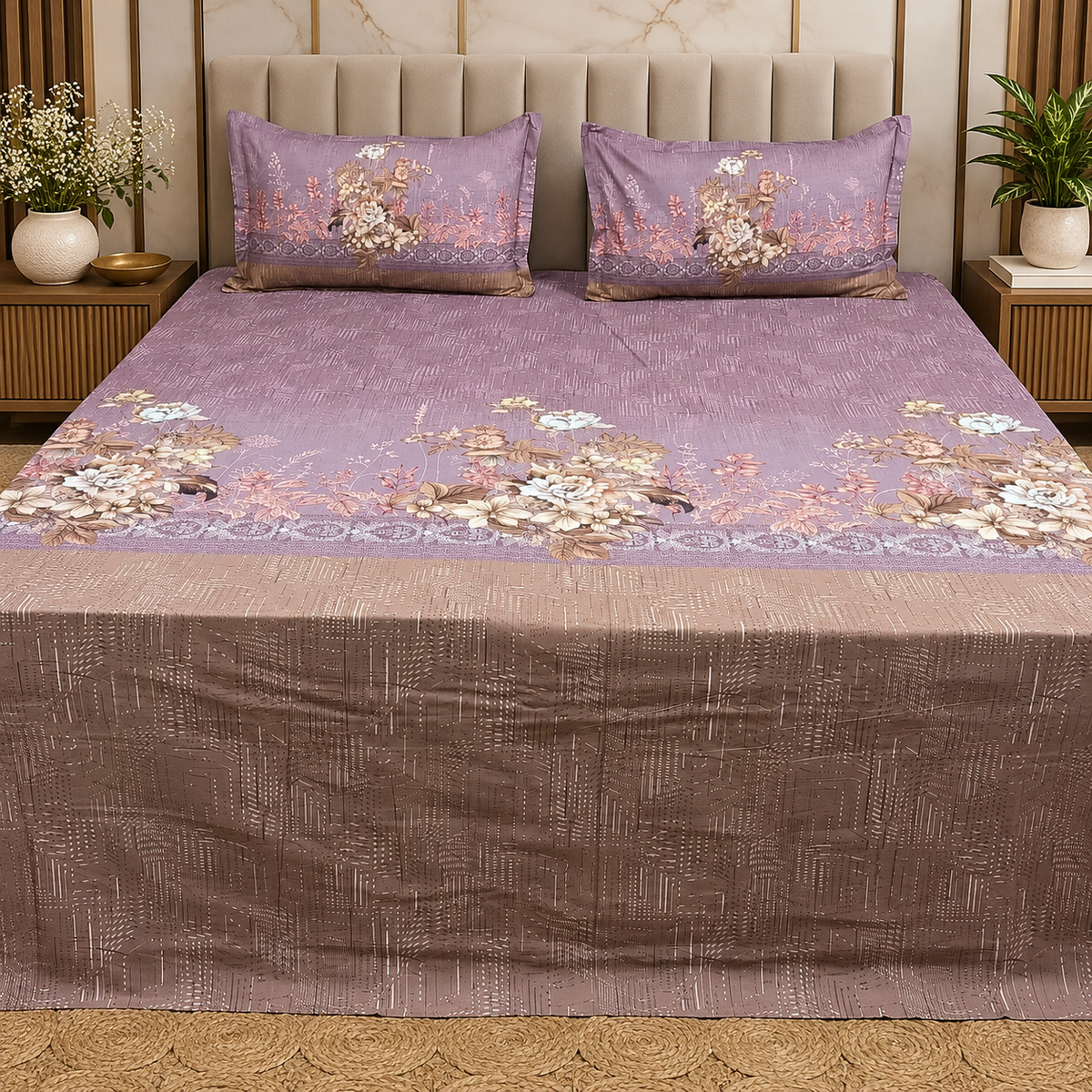 Digital Raga Printed King Size (400 Tc) Pure Cotton Bedsheet