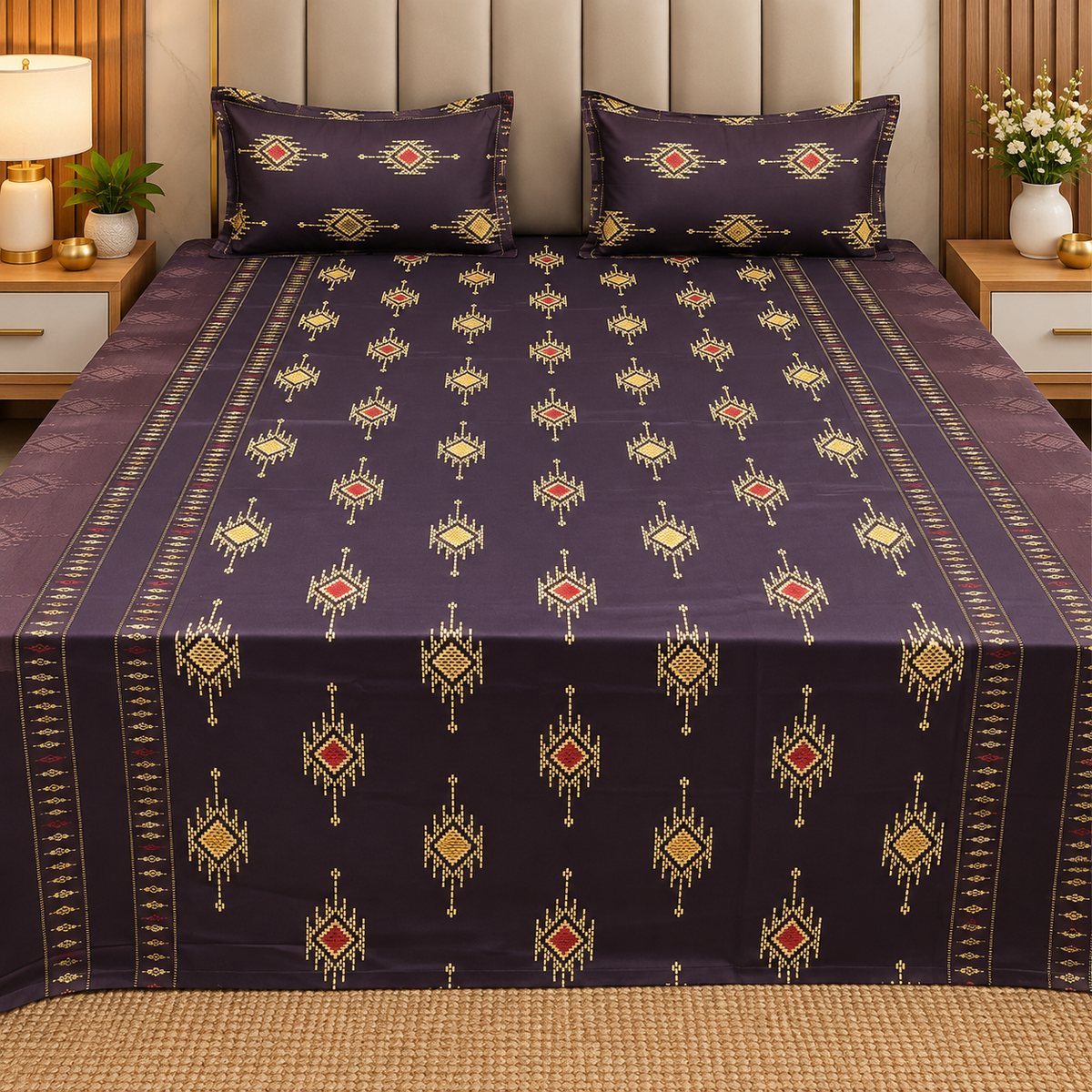 Procian Print Premium Pure Cotton Queen Size Bedsheet
