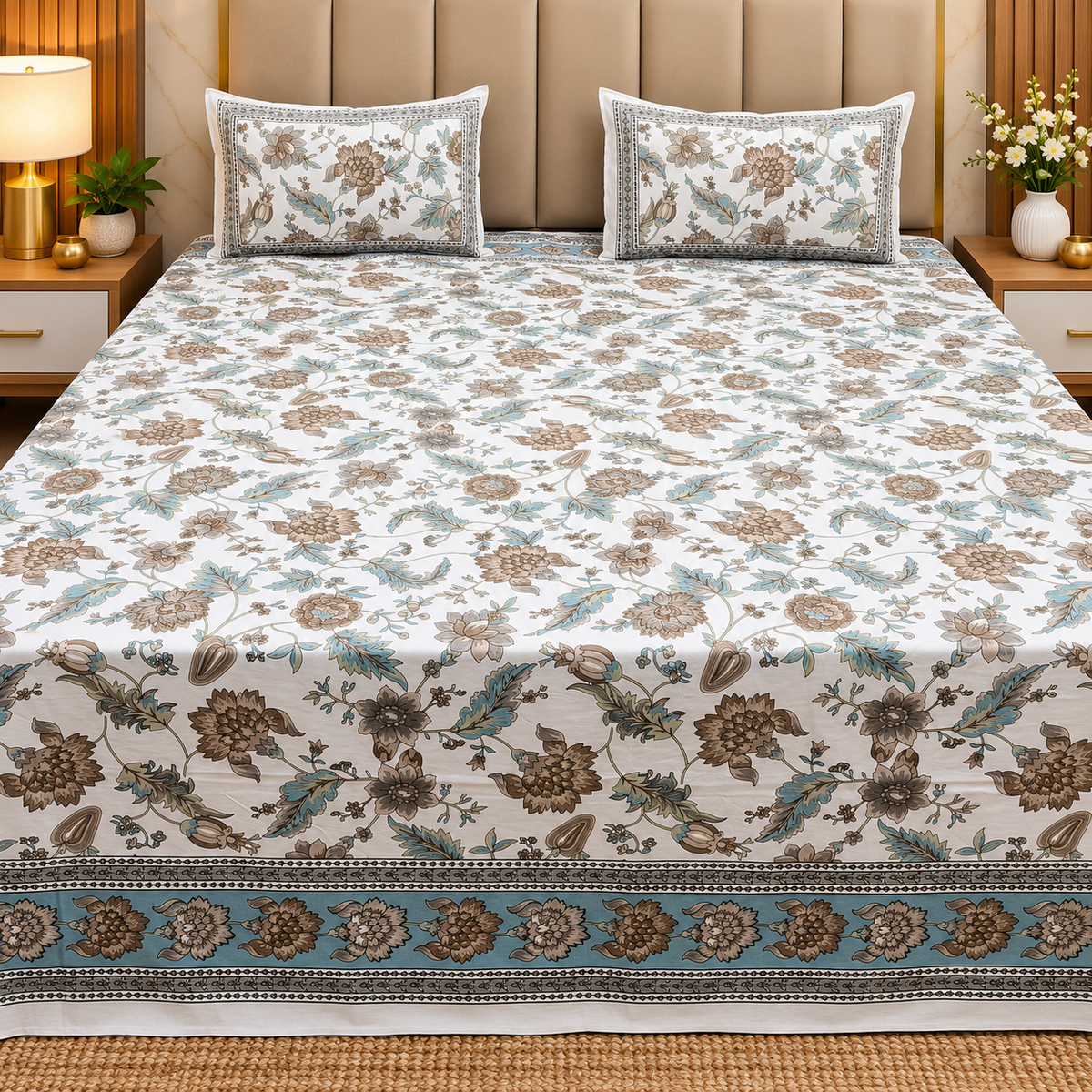 Shahi Printed Premium Pure Cotton Super Kingsize Bed Sheets(110*110) inches