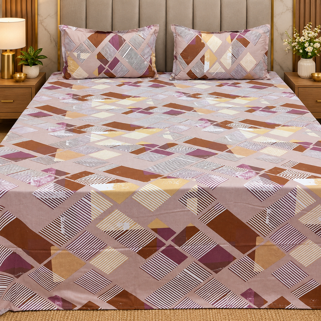 Petal Paradise Queen Size Pure Cotton Printed Bedsheet