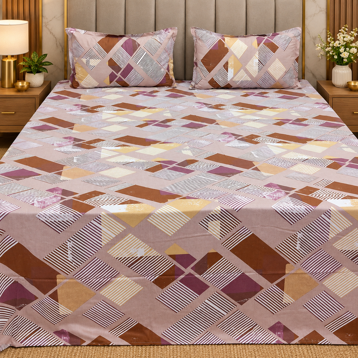 Petal Paradise Queen Size Pure Cotton Printed Bedsheet