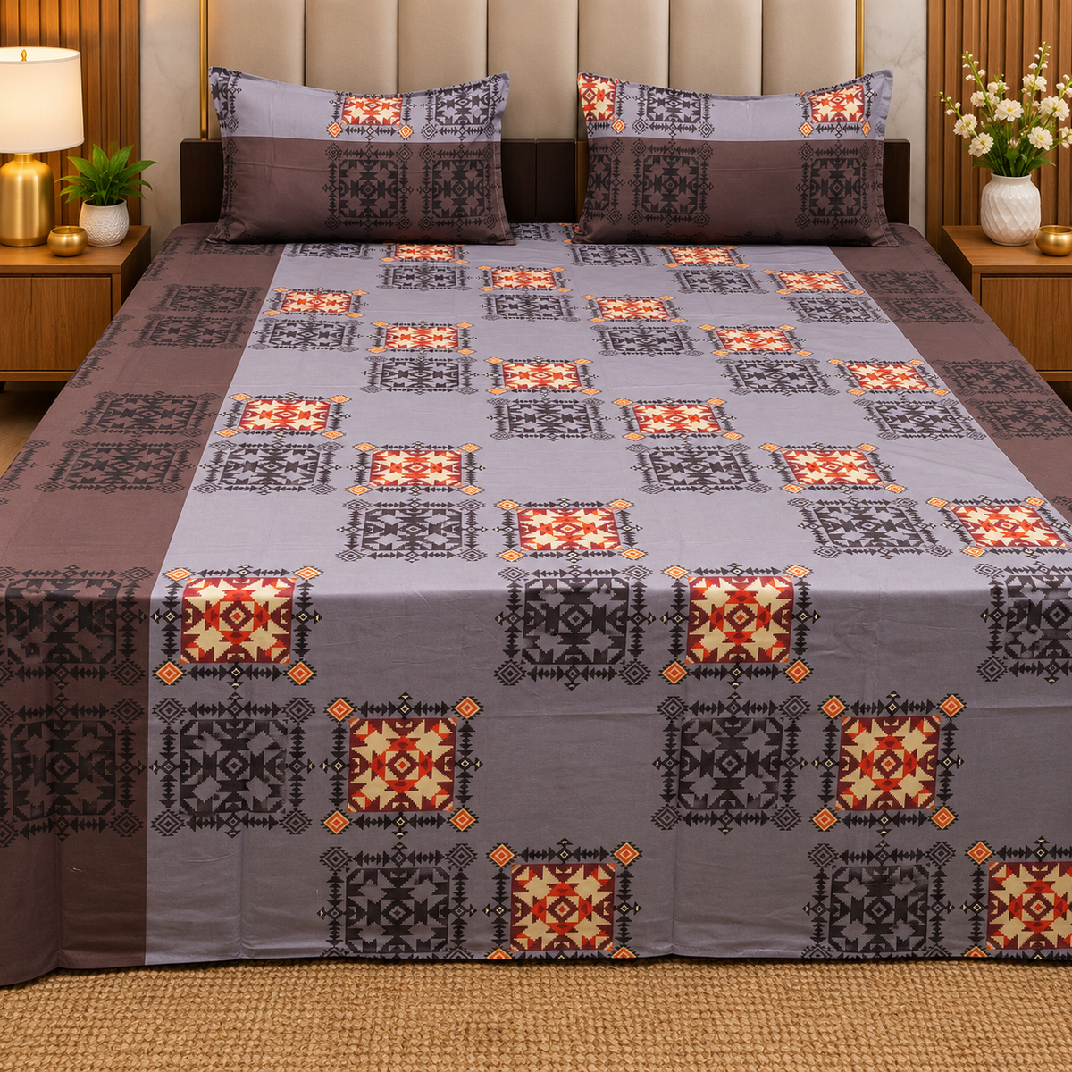 Procian Print Premium Pure Cotton Queen Size Bedsheet