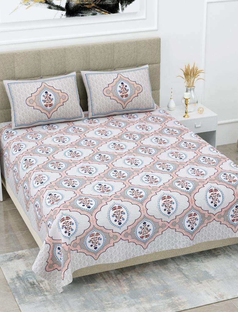 Fabby Decor Designer Kingsize Printed Pure Cotton Bedsheet