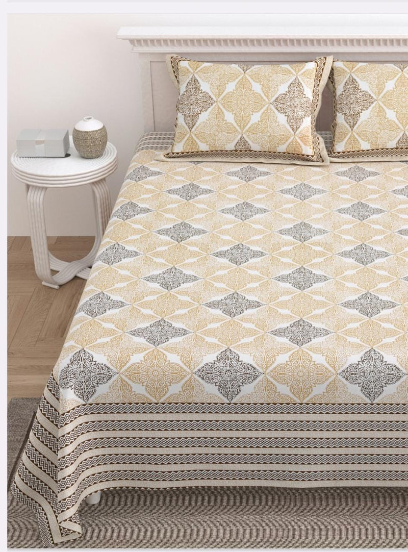 Fabby Decor Designer Kingsize Printed Pure Cotton Bedsheet