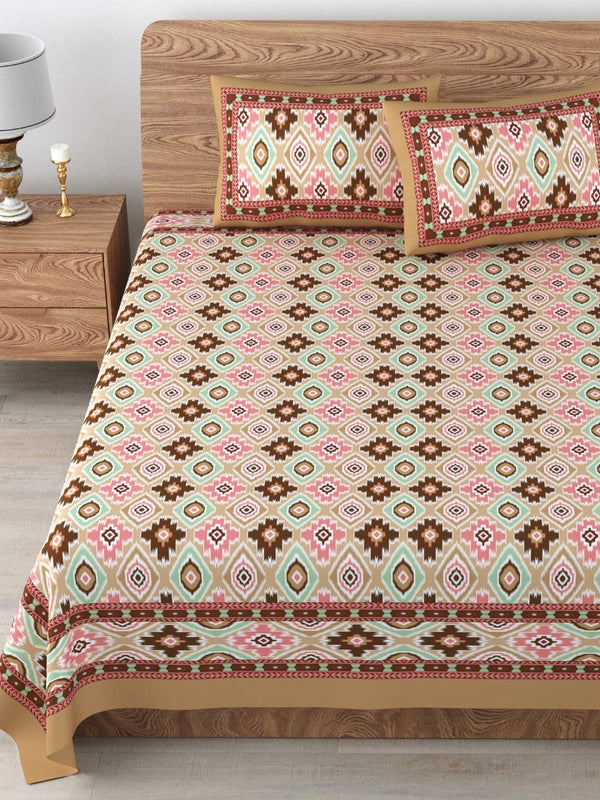 Decor Designer Print Cotton Double Bed Queen Size Bed Sheets (90*108 Inch)
