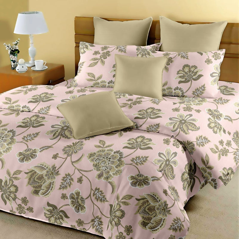 Decor Classic Print Cotton Double Bed King Size Bed Sheets (108X108)