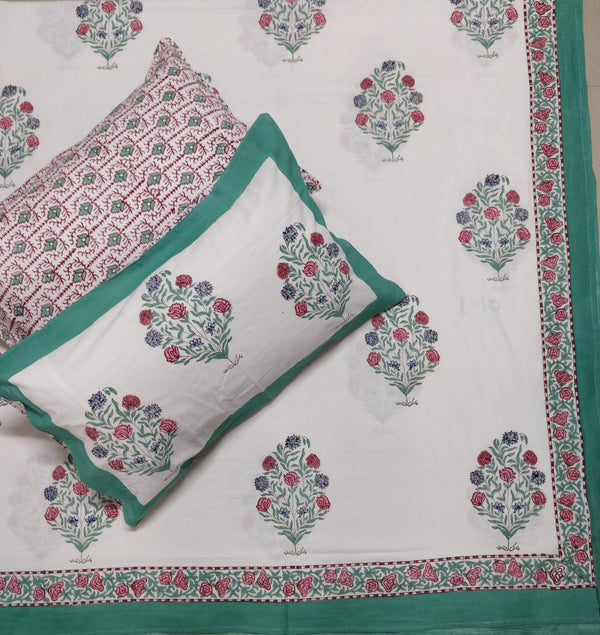 Fab Nazakhat Pure Cotton Handblock Super Kingsize Bedsheet