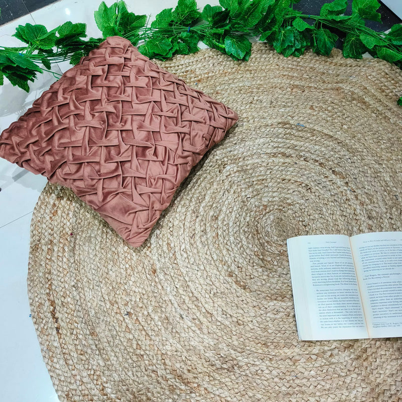 Handmade Braided Jute Rug in Round with Small Circle Pattern