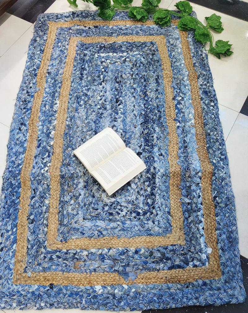 Handmade Braided Denim with Jute Rugs Rectangular