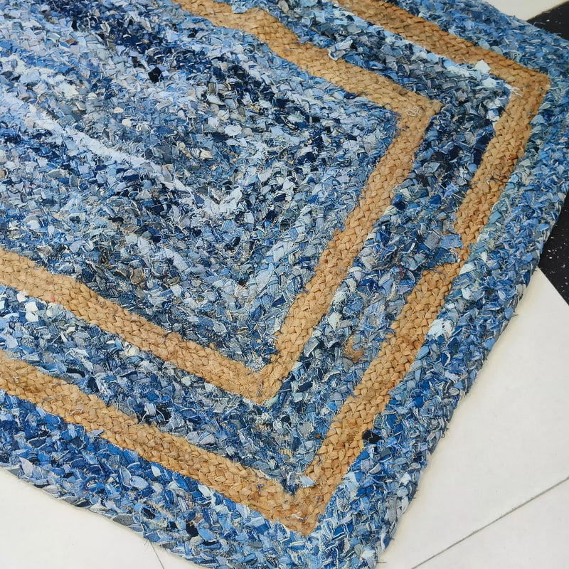 Handmade Braided Denim with Jute Rugs Rectangular