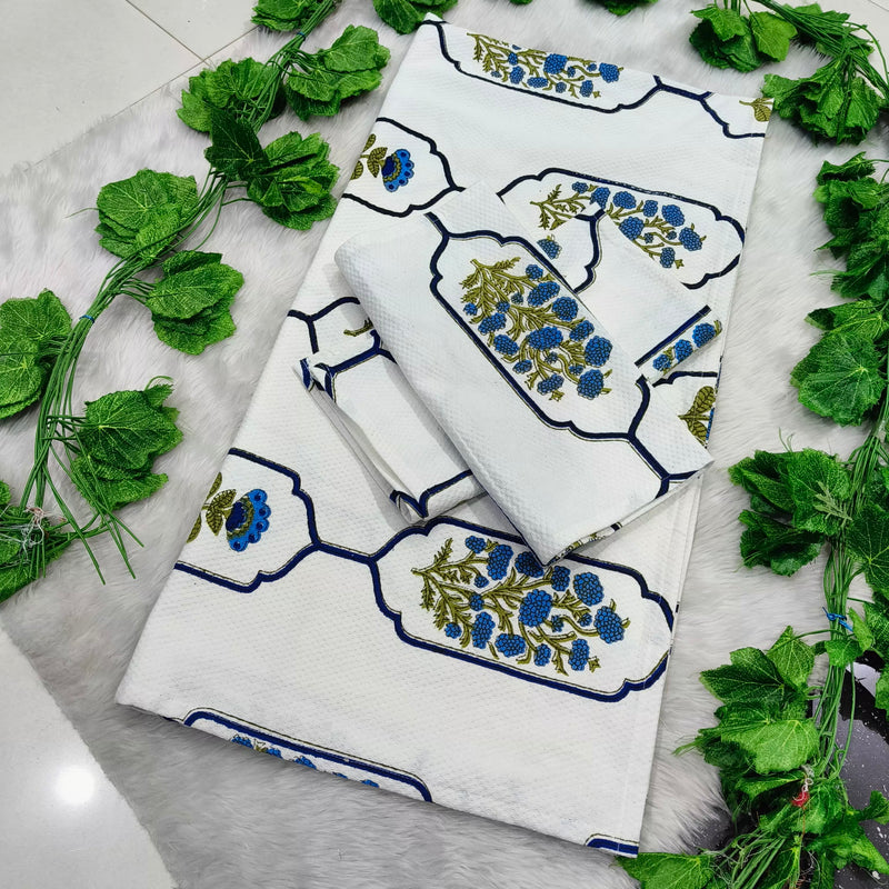 Waffle Handblock Printed Pure Cotton Bath & Hand Towels