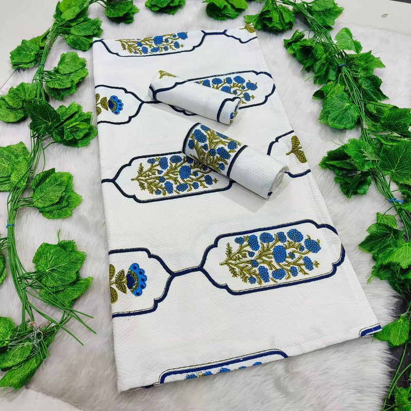 Waffle Handblock Printed Pure Cotton Bath & Hand Towels