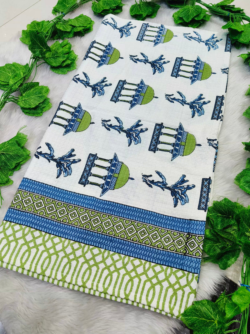 Waffle Handblock Printed Pure Cotton Bath & Hand Towels