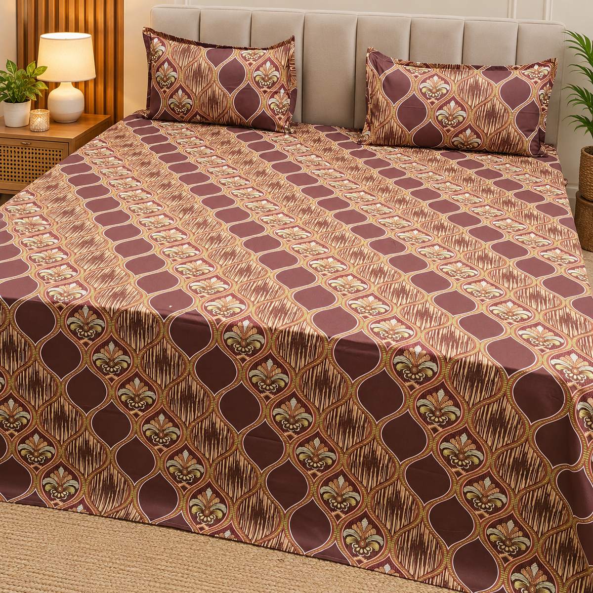Pearl Print Premium Pure Cotton king Size Bedsheet