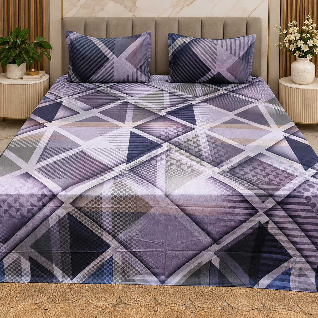 Fab Decor Pure Cotton Digital Print Super Kingsize Bedsheet (400TC)