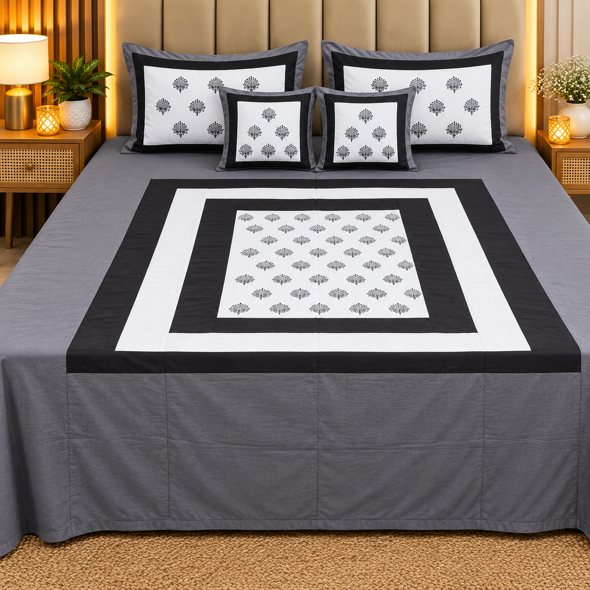 Elite King Size Pure Cotton 5 Pcs Embroidered Bedding Set
