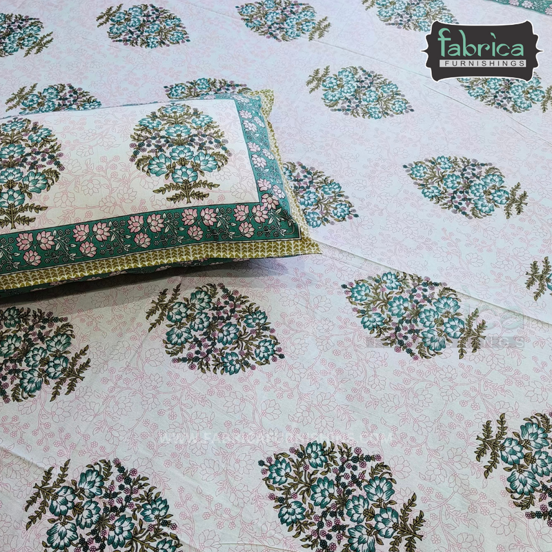 FABBY DECOR CLASSIC PRINT COTTON DOUBLE BED QUEEN SIZE BED SHEETS