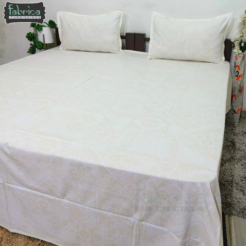 Fabby Decor Designer Super Kingsize Printed Pure Cotton Bedsheet