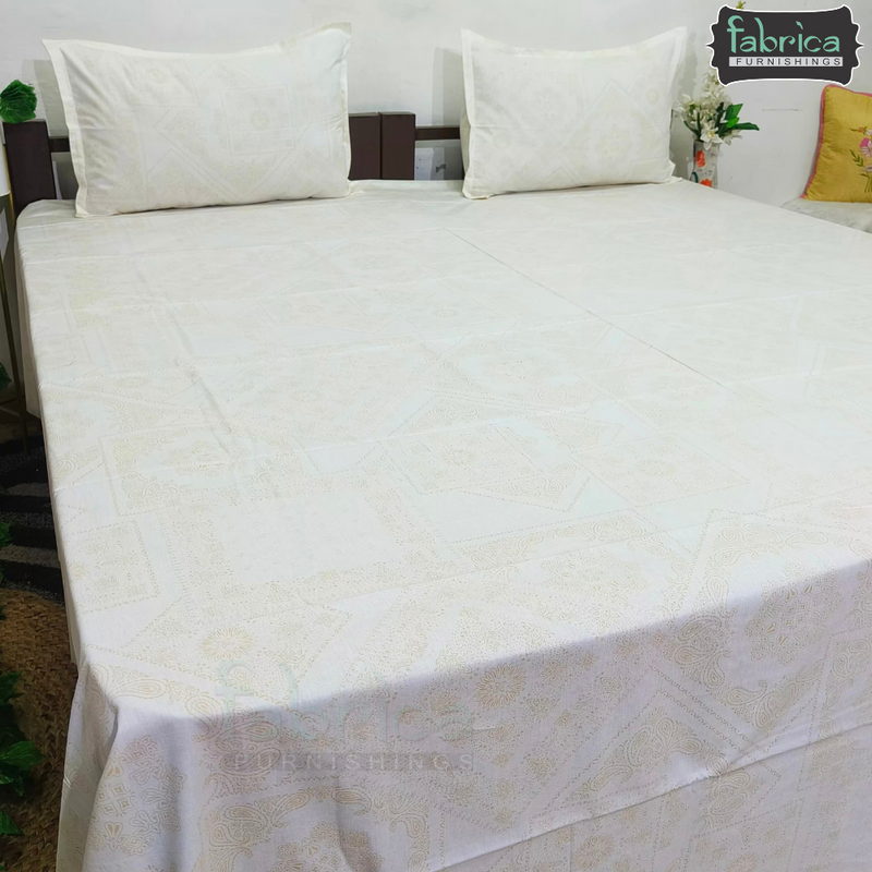 Fabby Decor Designer Super Kingsize Printed Pure Cotton Bedsheet