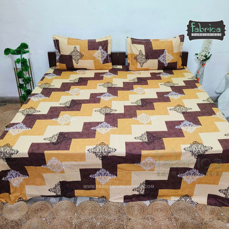 Fabby Decor Designer Print Cotton Double Bed Super King Size Bed Sheets