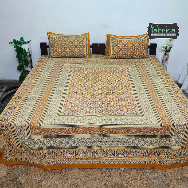 Royal Rajasthani Handblock Print Cotton Double Bed Bed Sheets (93*108 Inch)