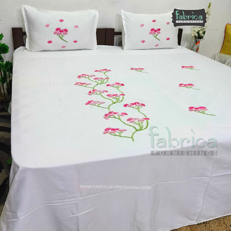 Decor Classic Embroider Cotton Designer King Size Bedsheet