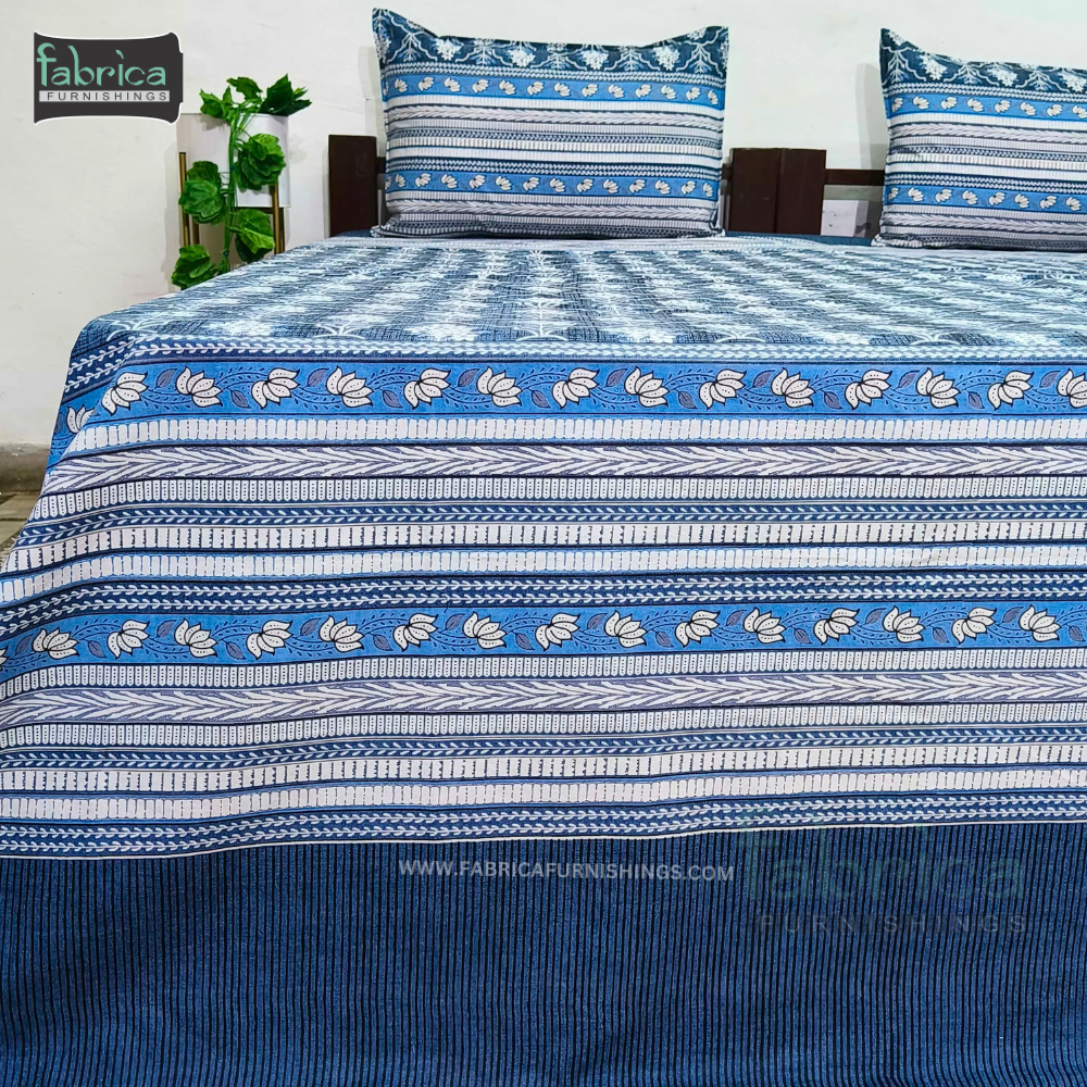 Sitara Handblock Designer Print Premium Cotton Kingsize Bed Sheets