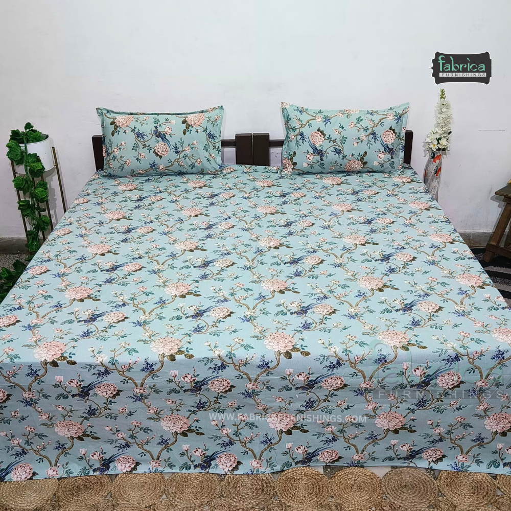 Sadabahar Anokhi Printed Pure Cotton  King Size Bedsheet Set