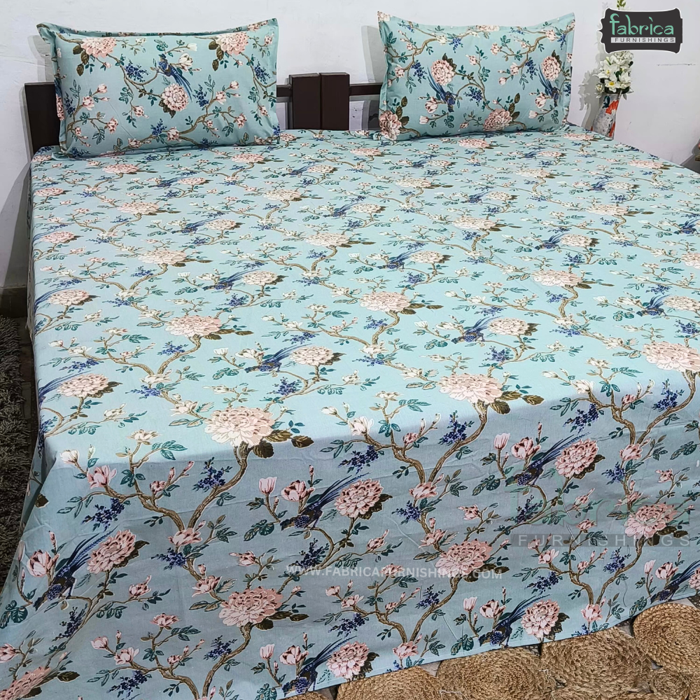 Sadabahar Anokhi Printed Pure Cotton  King Size Bedsheet Set