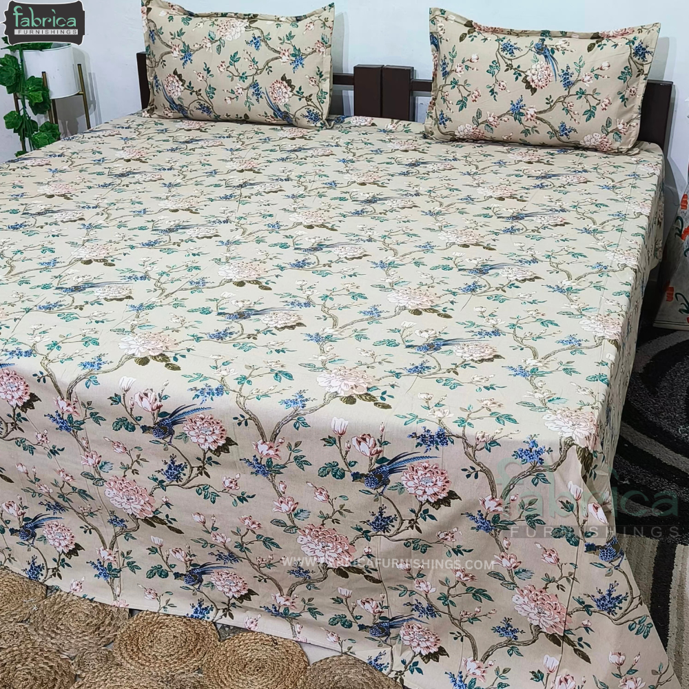 Sadabahar Anokhi Printed Pure Cotton  King Size Bedsheet Set