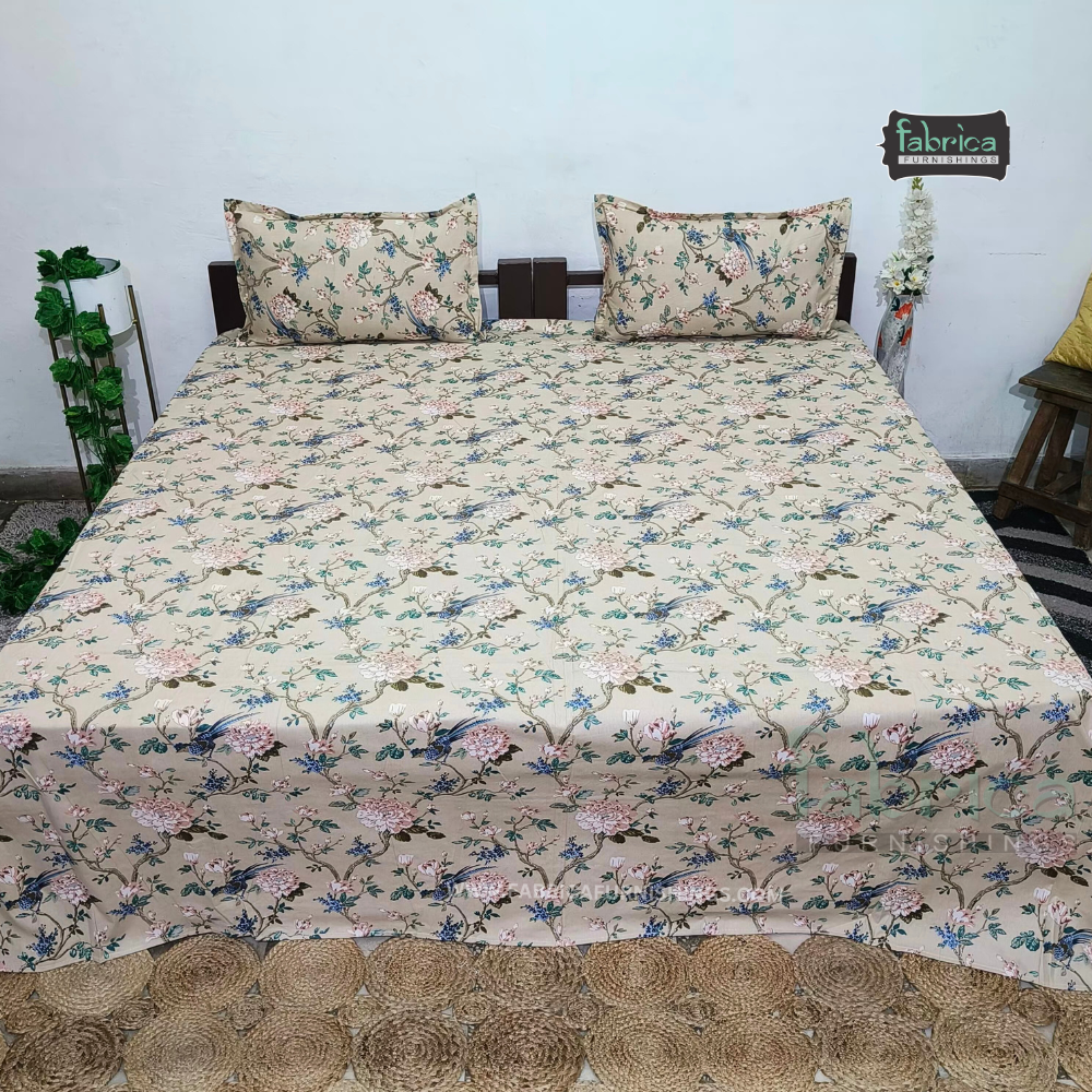 Sadabahar Anokhi Printed Pure Cotton  King Size Bedsheet Set