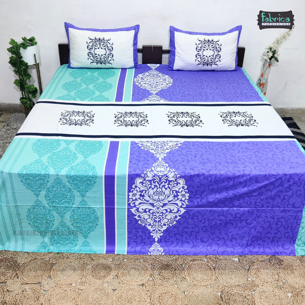 Emerald Designer embroider pure cotton kingsize Bedsheet