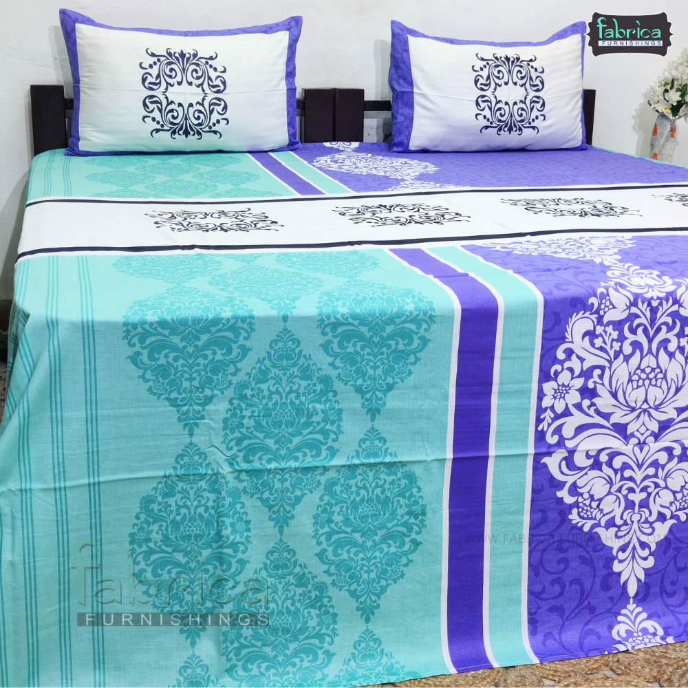 Emerald Designer embroider pure cotton kingsize Bedsheet