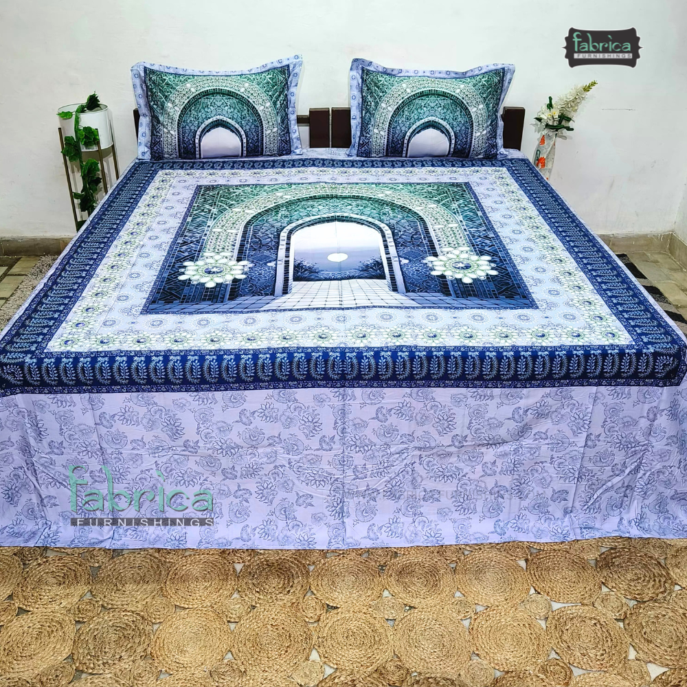 Fab Decor Pure Cotton Digital Print Super Kingsize Bedsheet (400TC)