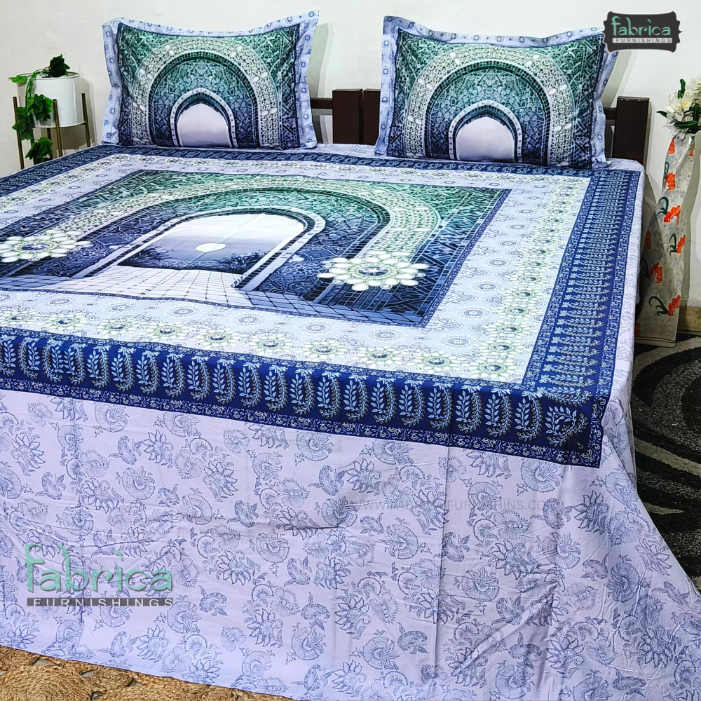 Fab Decor Pure Cotton Digital Print Super Kingsize Bedsheet (400TC)