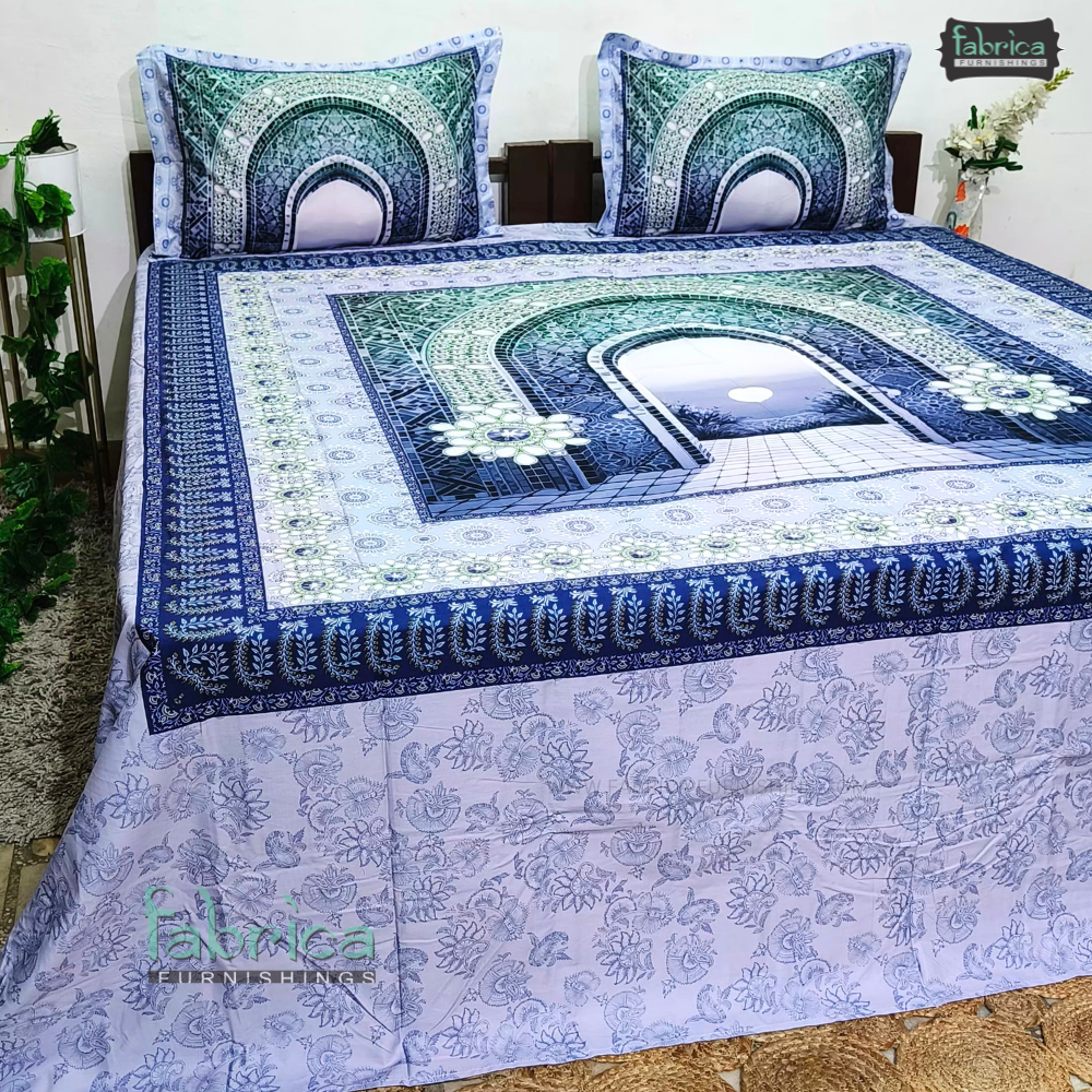 Fab Decor Pure Cotton Digital Print Super Kingsize Bedsheet (400TC)