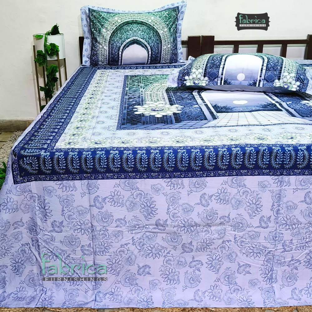 Fab Decor Pure Cotton Digital Print Super Kingsize Bedsheet (400TC)