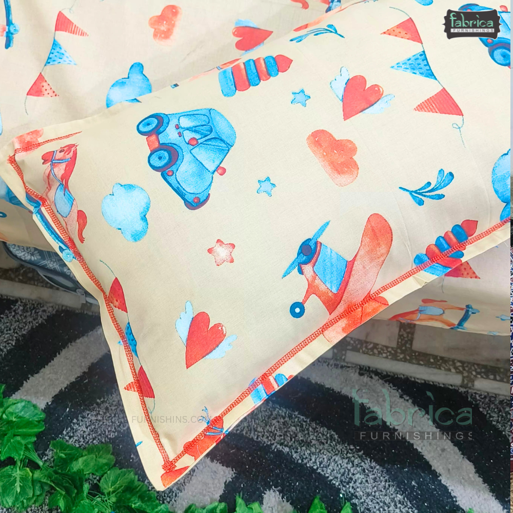 kidzee cartoon Print Cotton Double Bedsheet