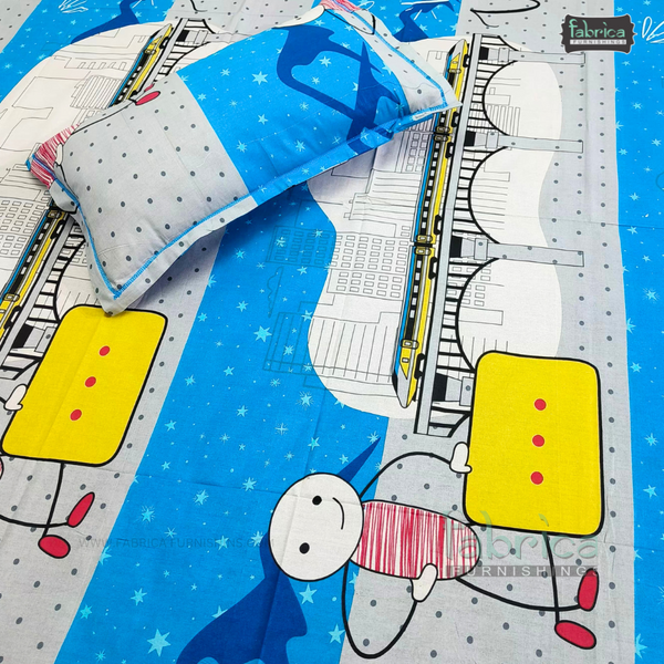 kidzee cartoon Print Cotton Double Bedsheet