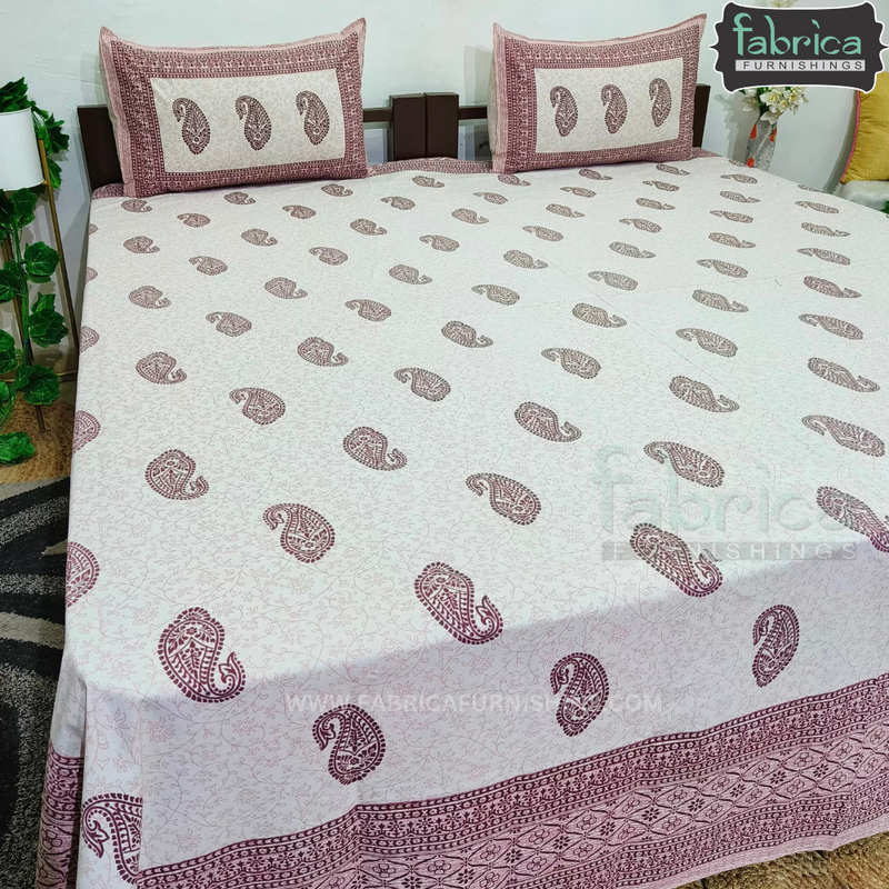 Fabby Decor Designer Kingsize Printed Pure Cotton Bedsheet