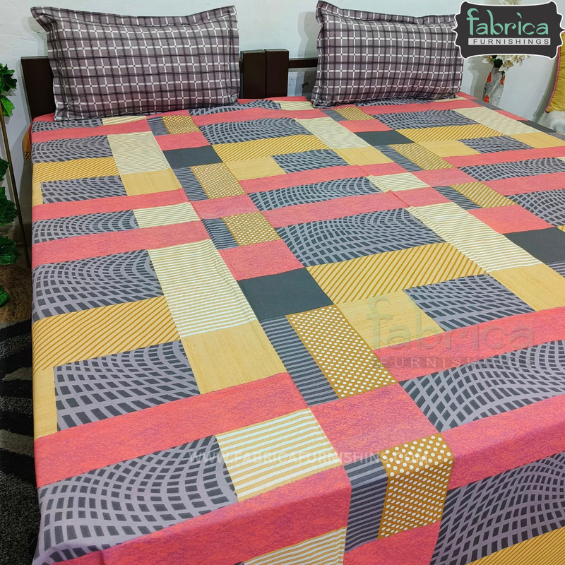 Fabby Decor Classic Print Cotton  Double  Bed Queen  Size Bed  Sheets