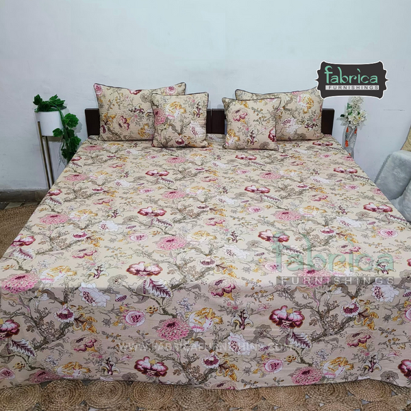 Anokhi Printed Quilted King Size Bedsheet Set