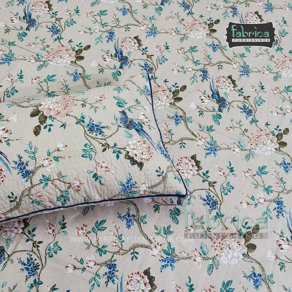 Anokhi Printed Quilted 5 pcs King Size Bedsheet Set